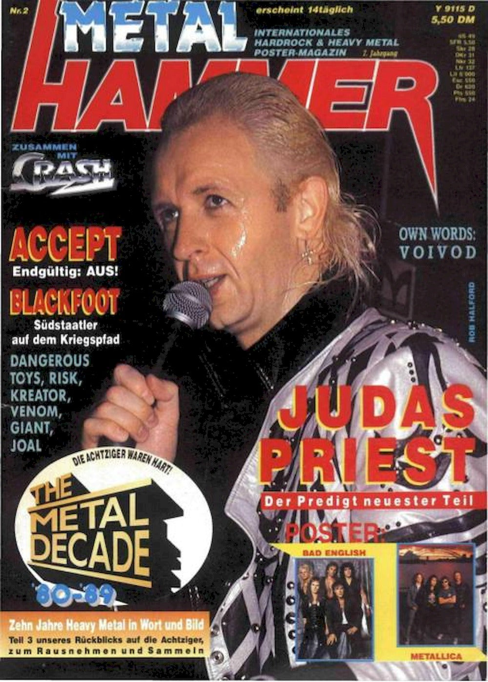 Metal Hammer Magazin Deutschland 1990-02 Manowar Saxon Yngwie Malmsteen George Lynch