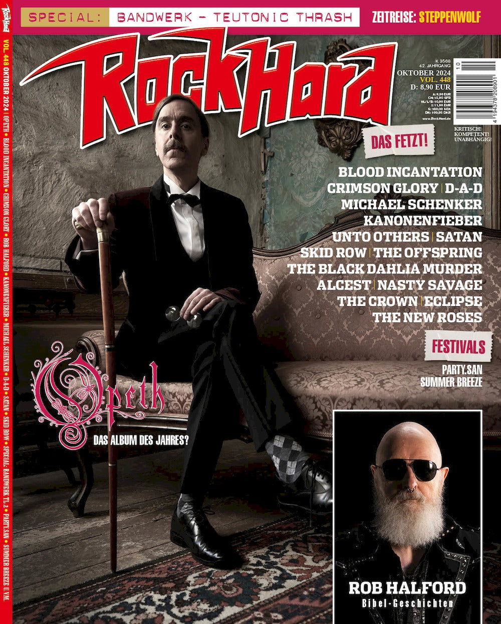 Rock Hard Magazin Deutschland 2024-10 Opeth Rob Halford Blood Incantation Crimson Glory DAD #448