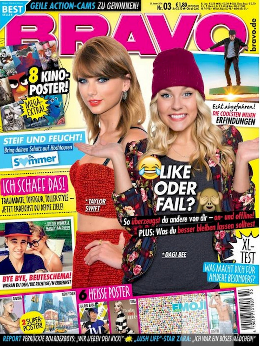 Bravo Magazin Deutschland 2016-03 Taylor Swift Daggi Bee Ariana Grande Justin Bieber Rita Ora + Poster