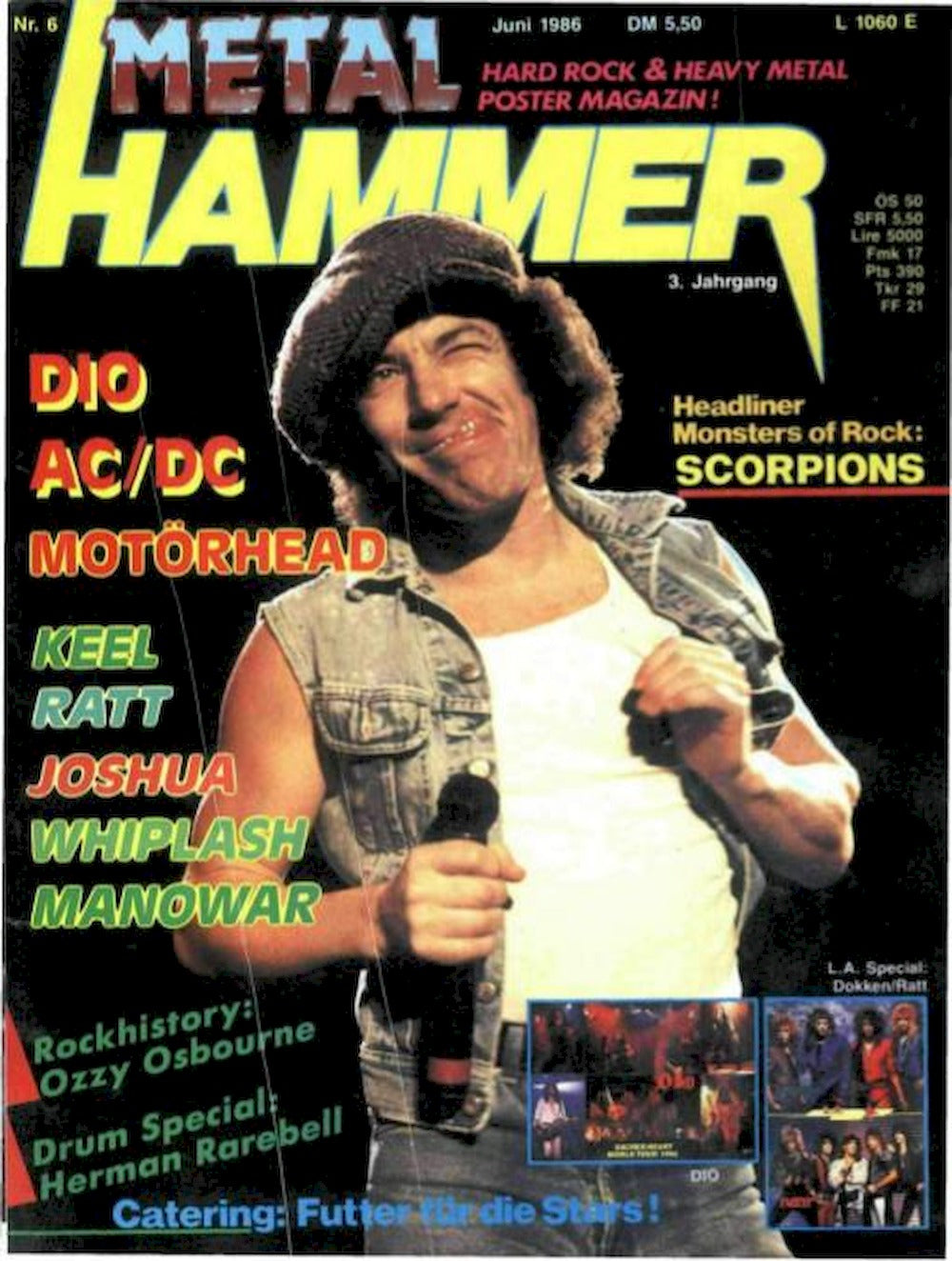 Metal Hammer Magazin Deutschland 1986-06 Brian Johnson AC/DC Scorpions Dio Motörhead