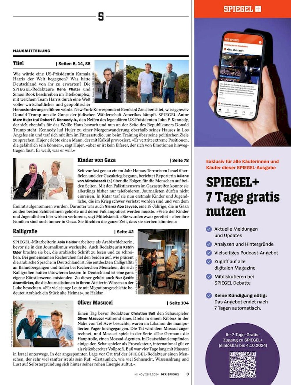 Der Spiegel Magazin Deutschland 2024-40 Kamala Harris
