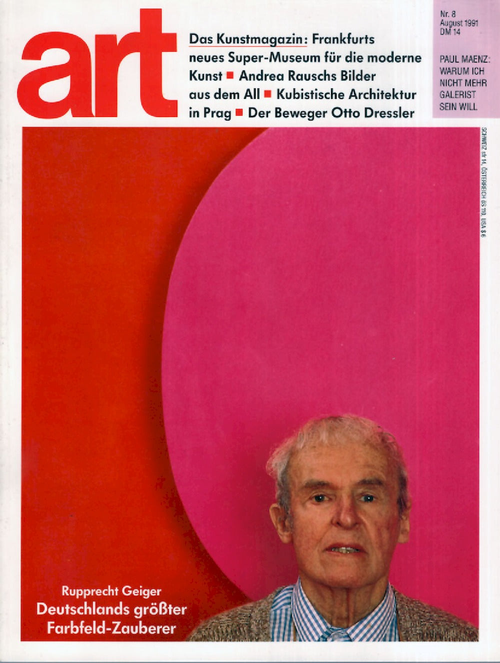 Art Magazin Deutschland 1991-08 Ruprecht Geiger Otto Dressler Andrea Rausch