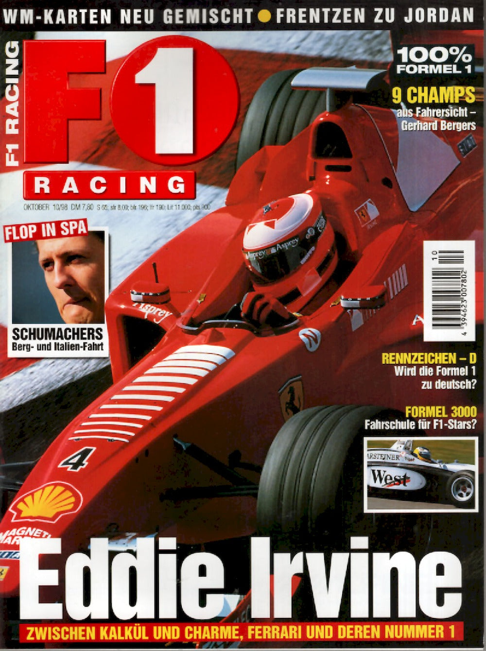 Formel 1 F1 Racing Magazin Deutschland 1998-10 Eddie Irvine Michael Schumacher Frentzen