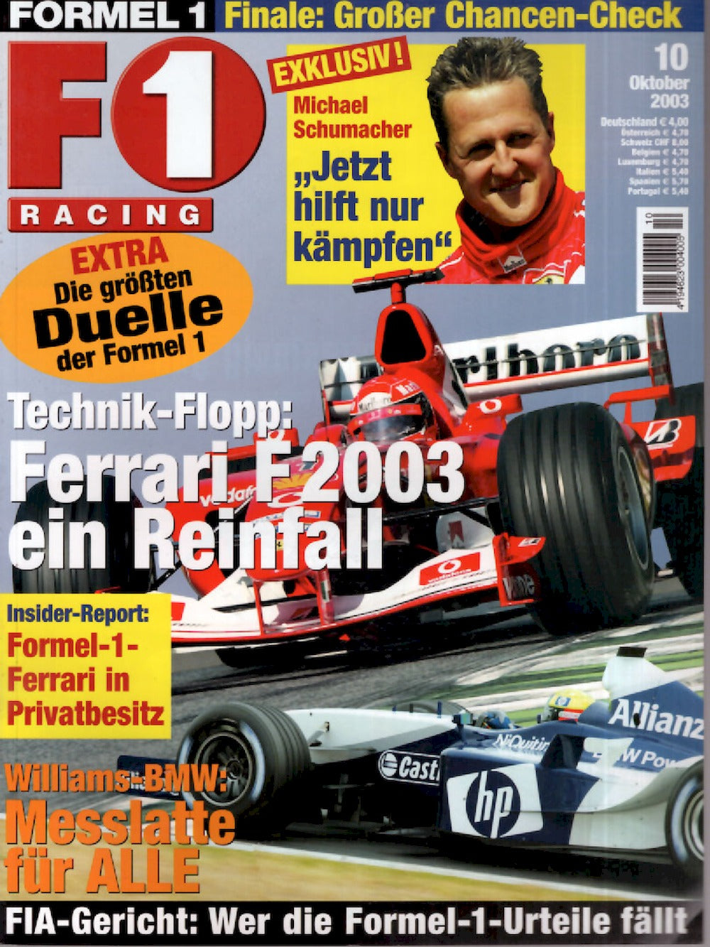 Formel 1 F1 Racing Magazin Deutschland 2003-10 Michael Schumacher