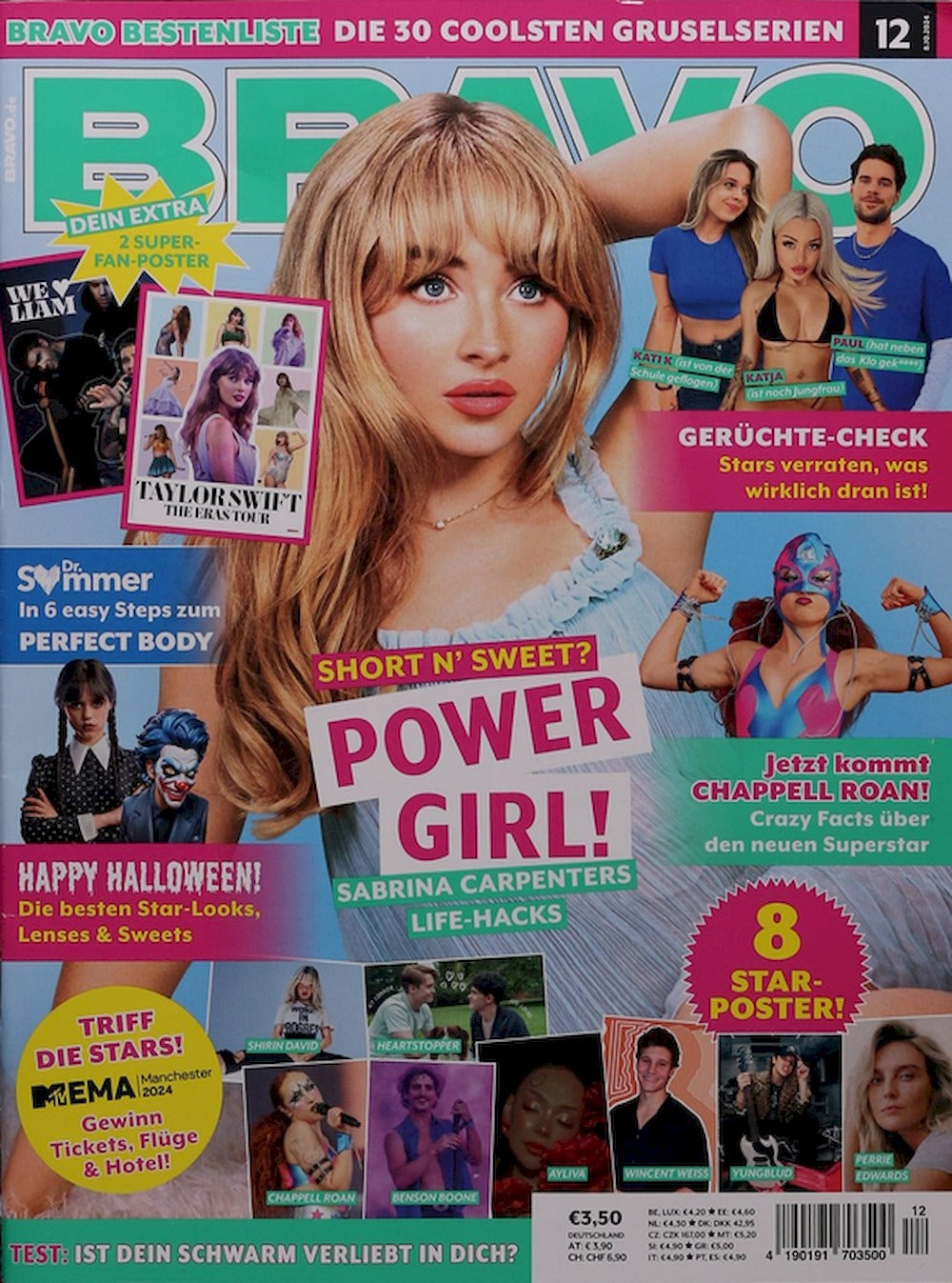 Bravo Magazin Deutschland 2024-12 Sabrina Carpenter Chappell Roan Benson Boone + Poster