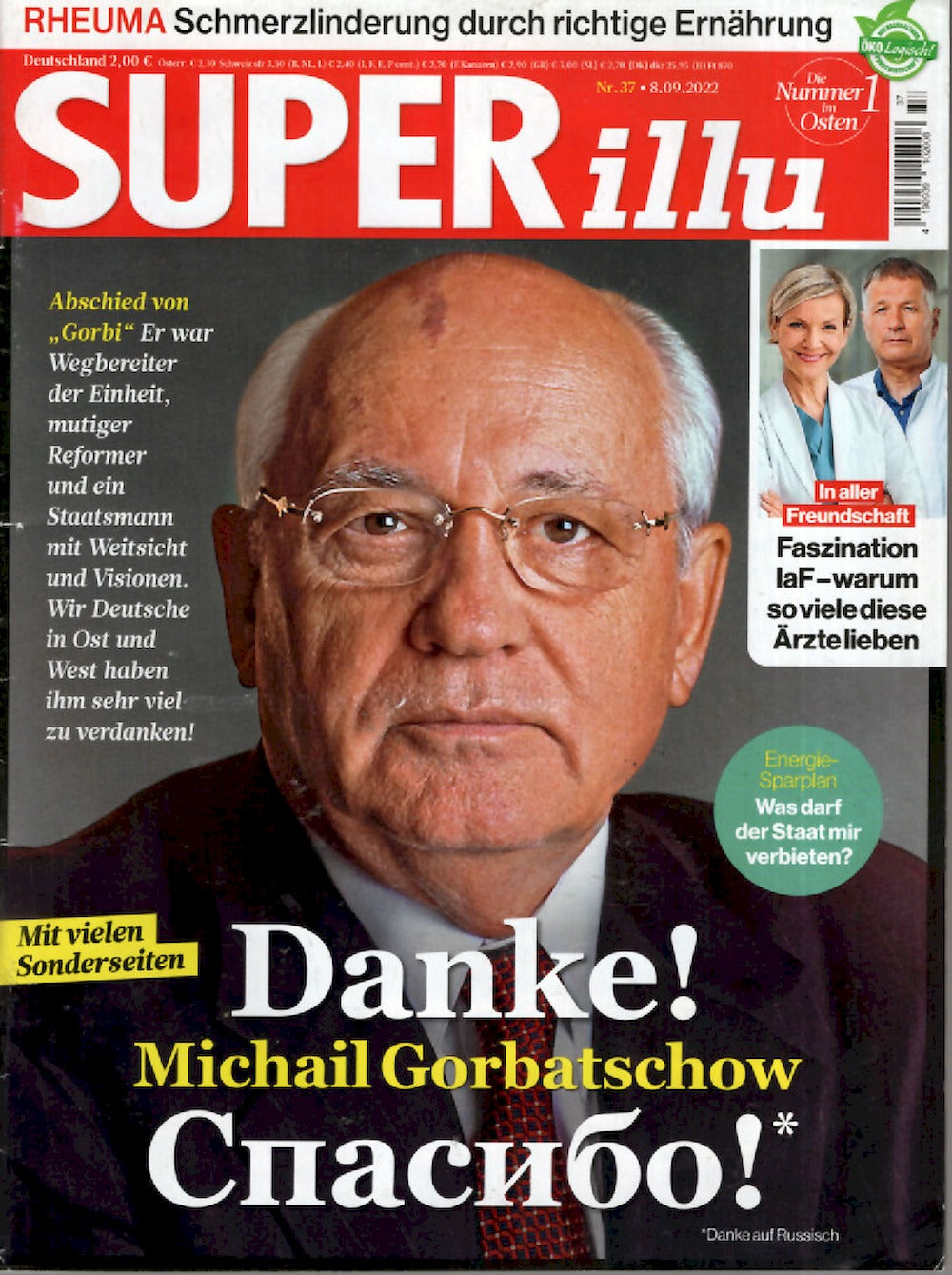 Super Illu Magazin Deutschland 2022-37 Michail Sergejewitsch Gorbatschow