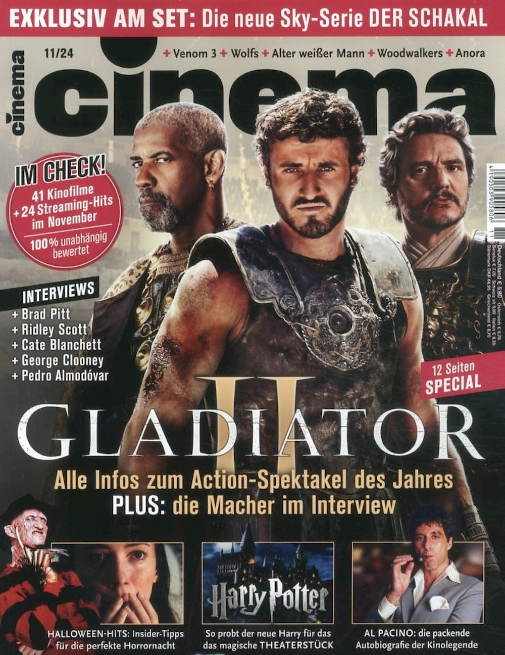 Cinema Magazin Deutschland 2024-11 Paul Mescal Pedro Pascal Denzel Washington