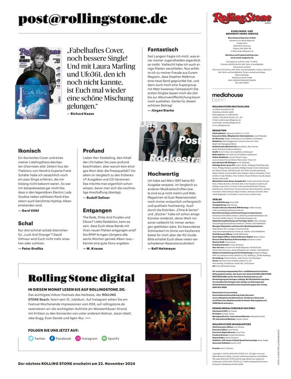 Rolling Stone Magazin Deutschland 2024-11 Wilco Campino Tocotronic Jack Bugg Placebo #361