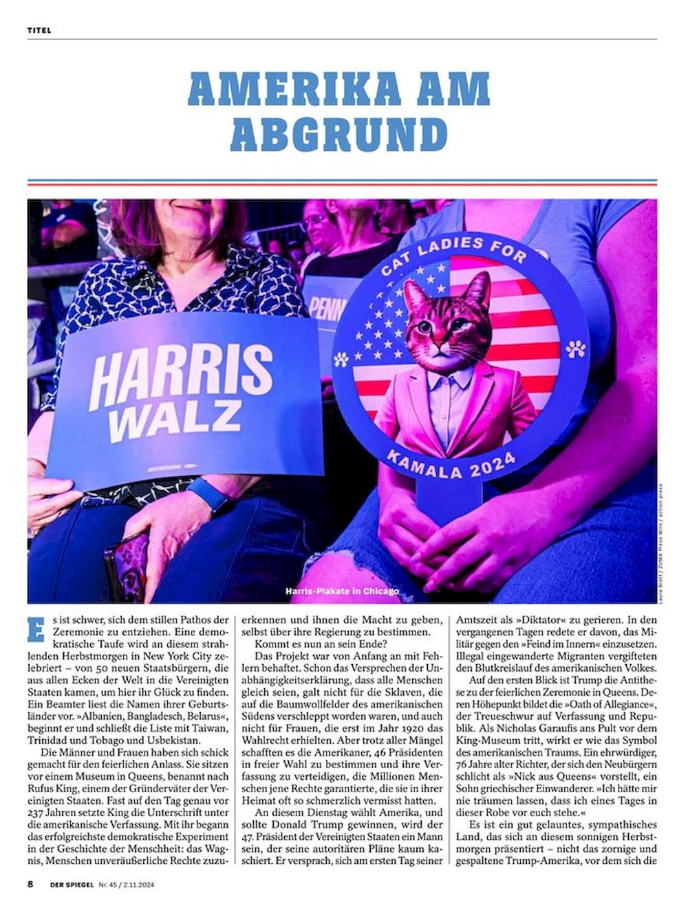 Der Spiegel Magazin Deutschland 2024-45 Kamala Harris Donald Trump