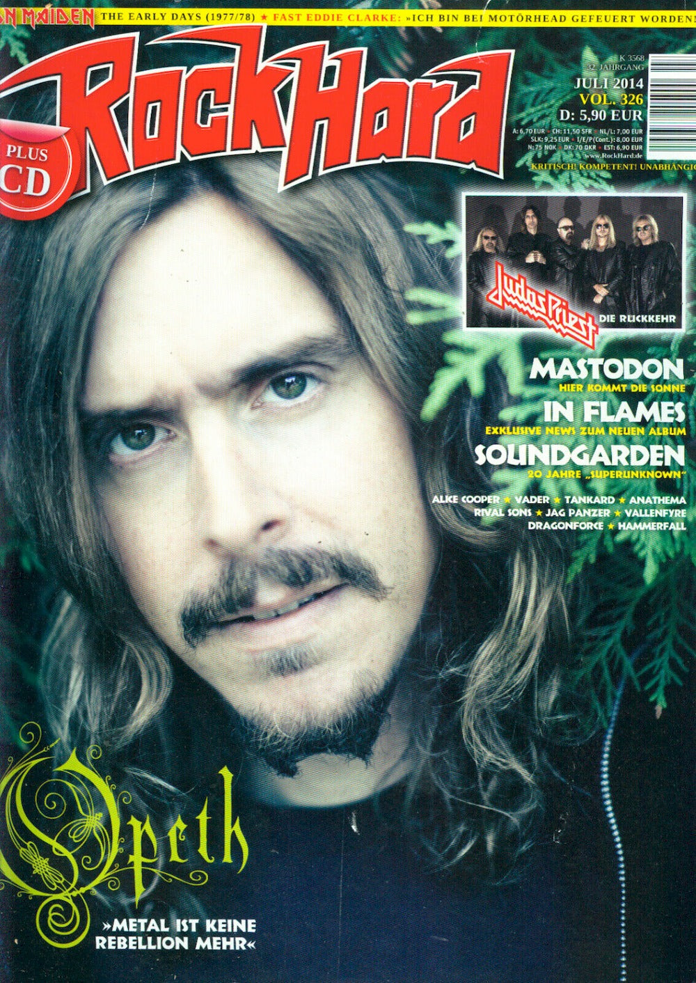 Rock Hard Magazin Deutschland 2014-07 Opeth Mastodon In Flames Soundgarden Judas Priest #326