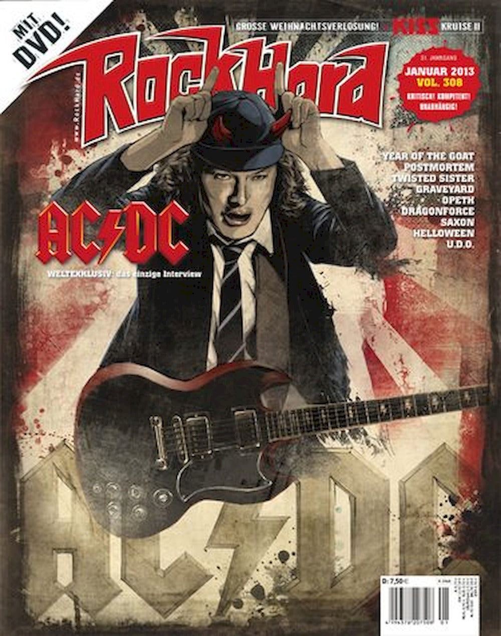 Rock Hard Magazin Deutschland 2013-01 AC/DC Saxon Opeth Udo Helloween #308