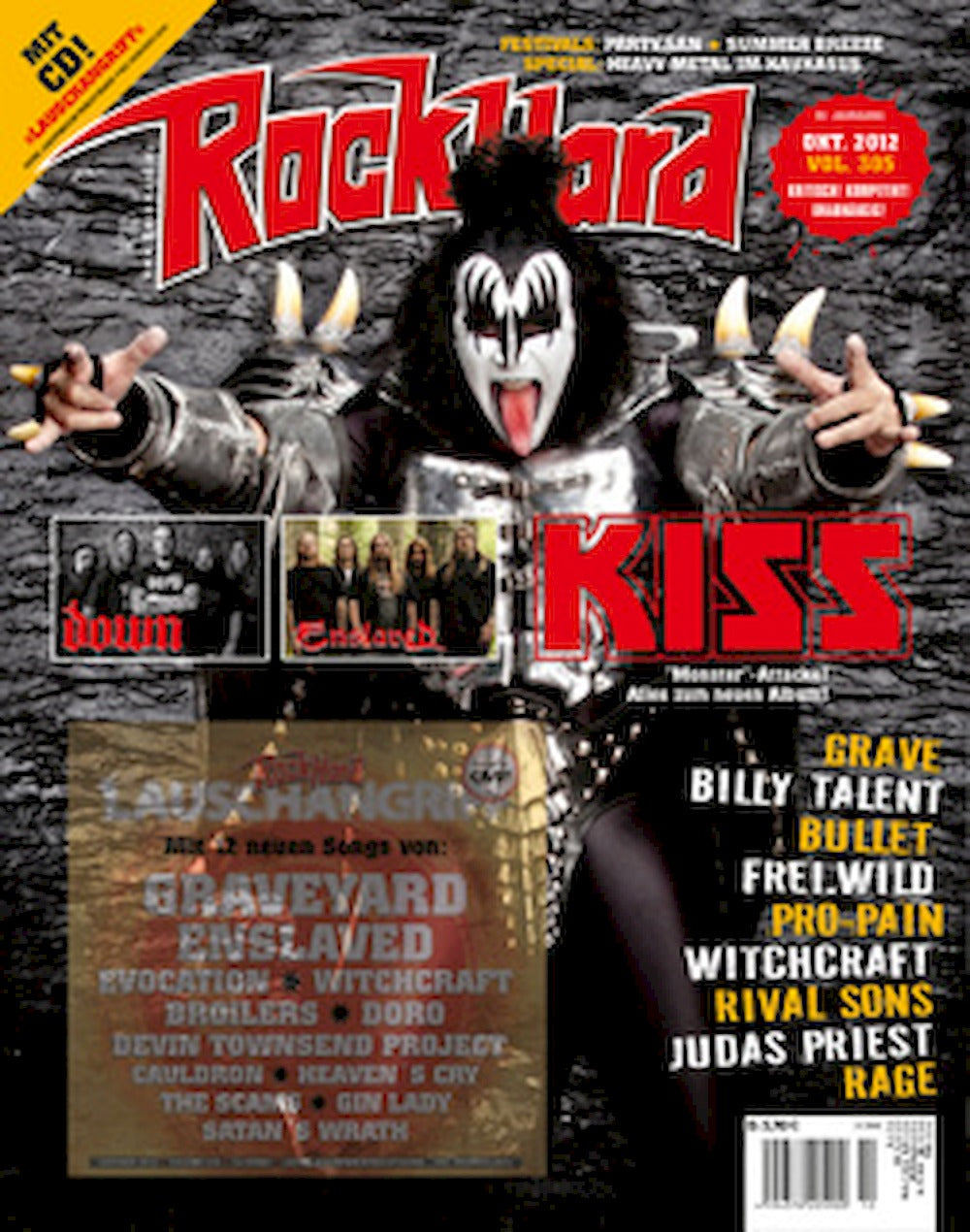 Rock Hard Magazin Deutschland 2012-10 Kiss Grave Billy Talent Bullet Freiwild #305