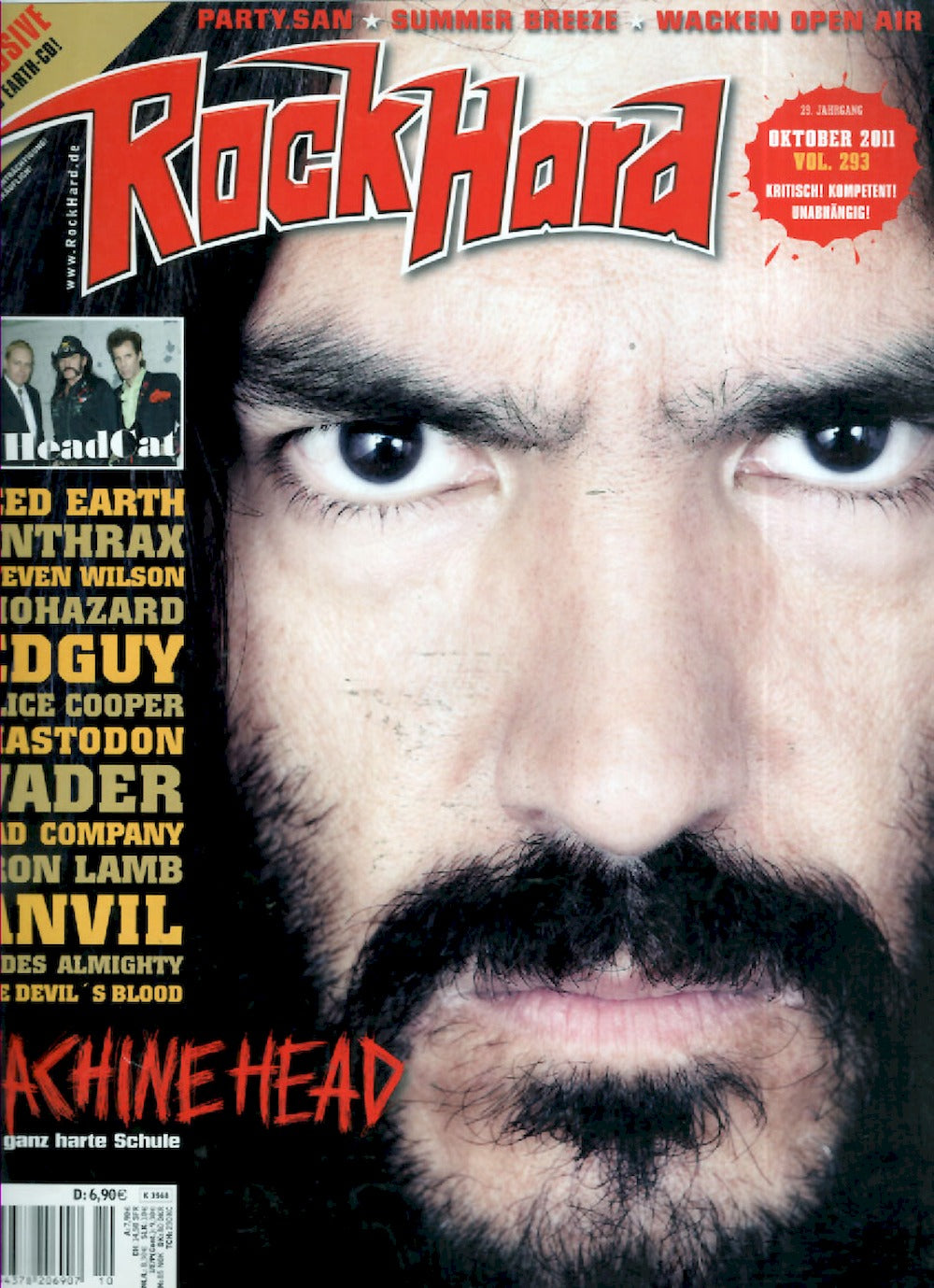 Rock Hard Magazin Deutschland 2011-10 Machine Head Iced Earth Anthrax Steven Wilson #293