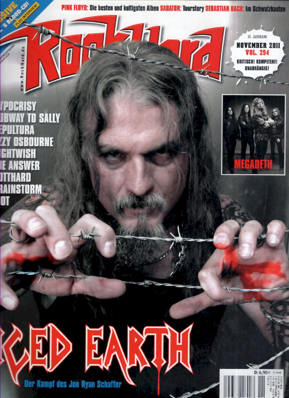 Rock Hard Magazin Deutschland 2011-11 Iced Earth Subway To Sally Sepultura #294