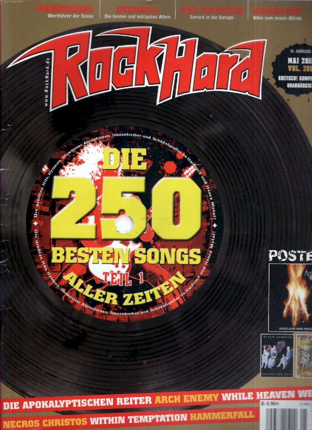 Rock Hard Magazin Deutschland 2011-05 Accept Black Sabbath #288 + Poster