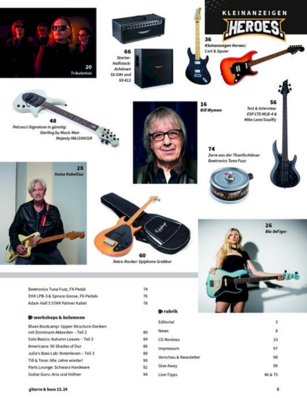 Gitarre & Bass Magazin Deutschland 2024-12 Richie Kotzen Bill Wyman J.J. Cale Pablo Van De Poel DeWol