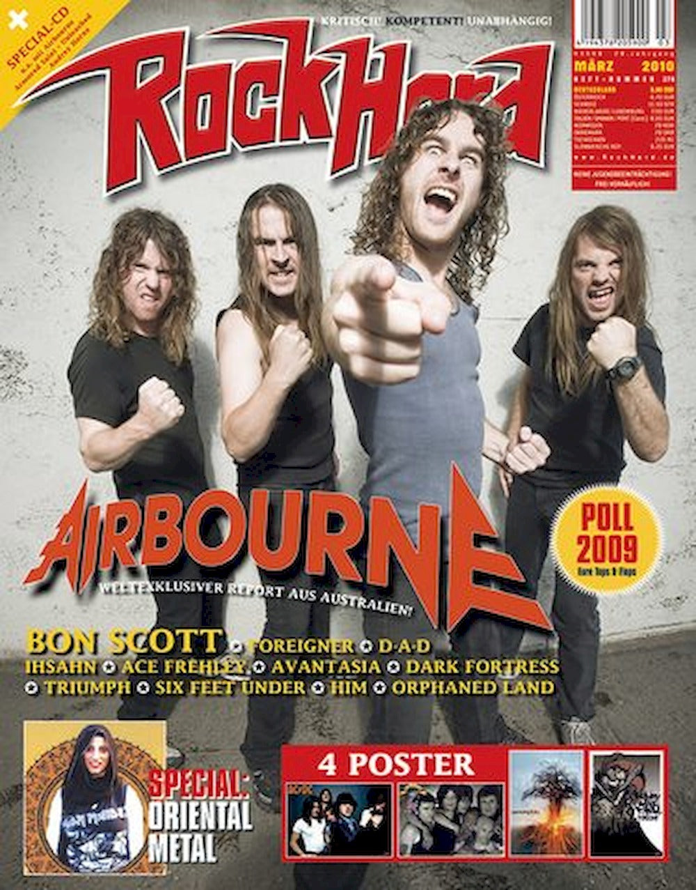 Rock Hard Magazin Deutschland 2010-03 Airbourne Bon Scott Foreigner Six Feet Under #274