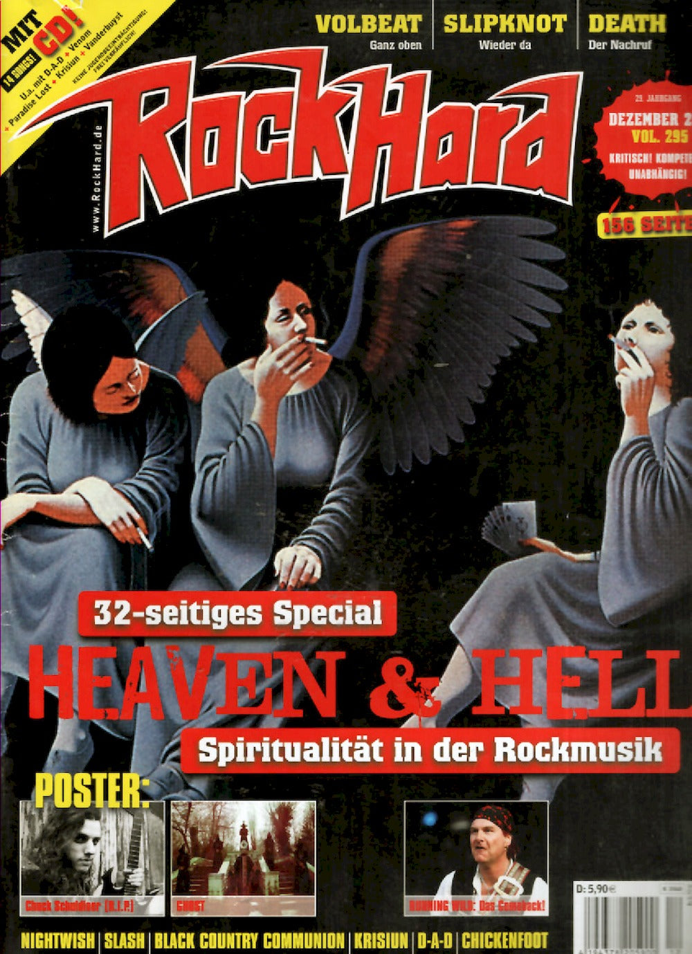 Rock Hard Magazin Deutschland 2011-12 Volbeat Chuck Schuldiner Ghost #295 + Poster