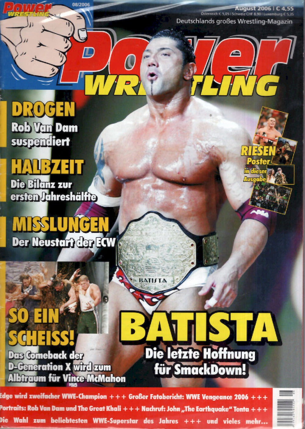 Power Wrestling Magazin Deutschland 2006-08 Batista Vince McMahon Rob Van Dam