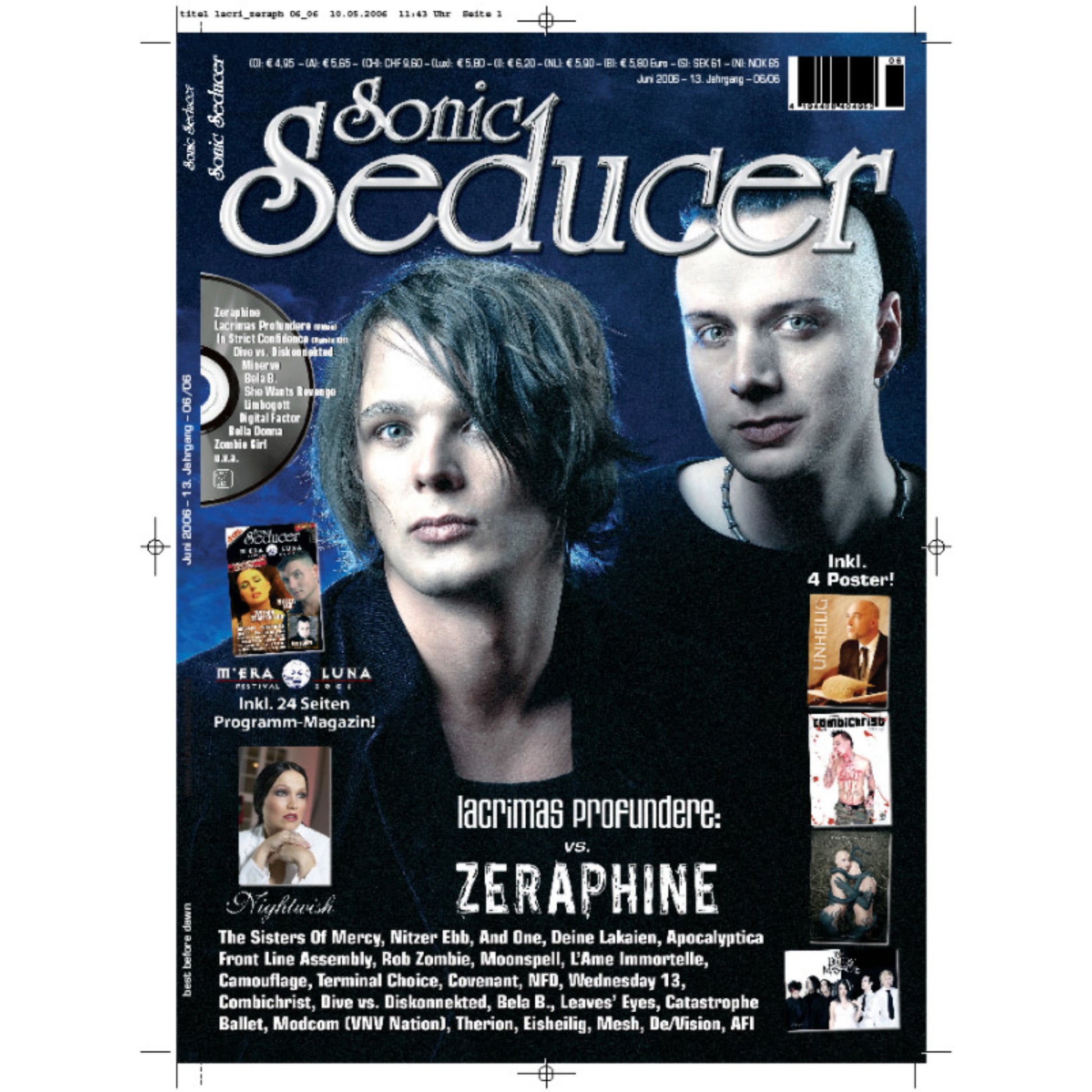 Sonic Seducer Magazin Deutschland 2006-06 Lacrimas Profundere Zeraphine Nightwish Limbogott