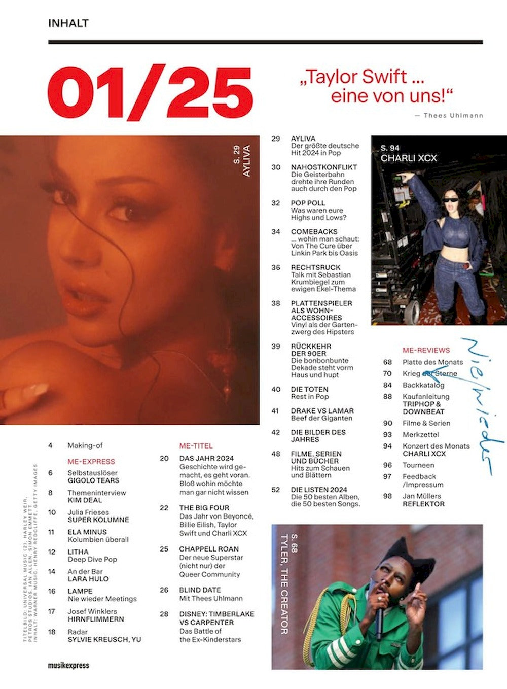 Musikexpress Magazin Deutschland 2025-01 Billie Eilish Taylor Swift Nick Cave The Cure