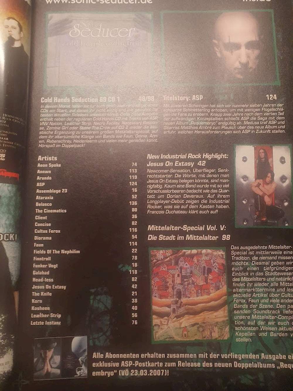Sonic Seducer Magazin Deutschland 2007-04 ASP VNV Nation Within Temptation Nine Inch Nails