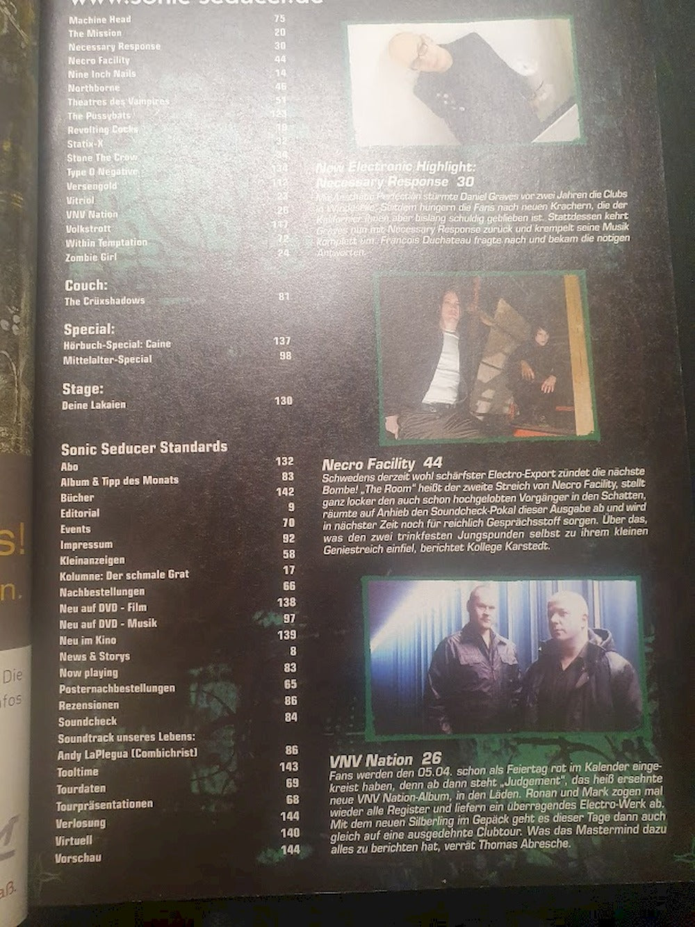 Sonic Seducer Magazin Deutschland 2007-04 ASP VNV Nation Within Temptation Nine Inch Nails