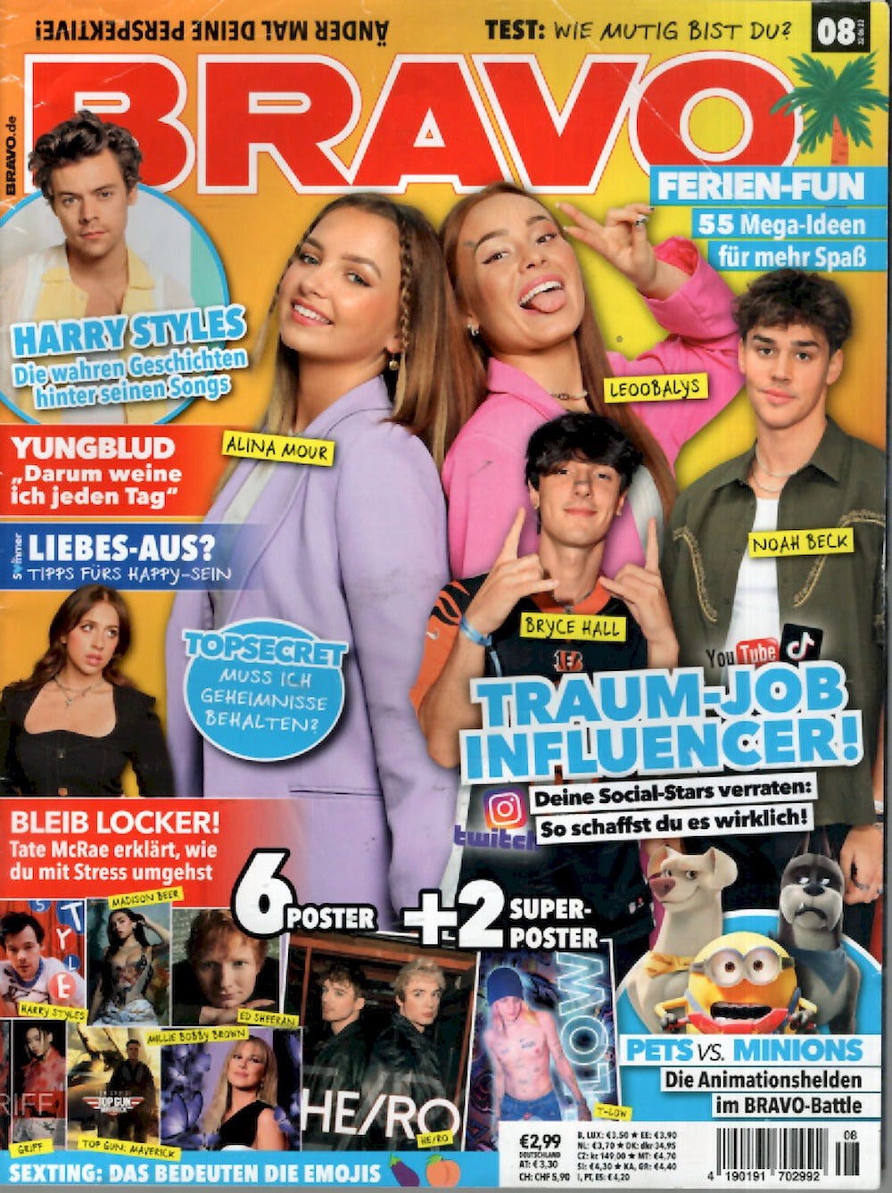 Bravo Magazin Deutschland 2022-08 Alina Mour Harry Styles Griff Millie Bobby Brown + Poster