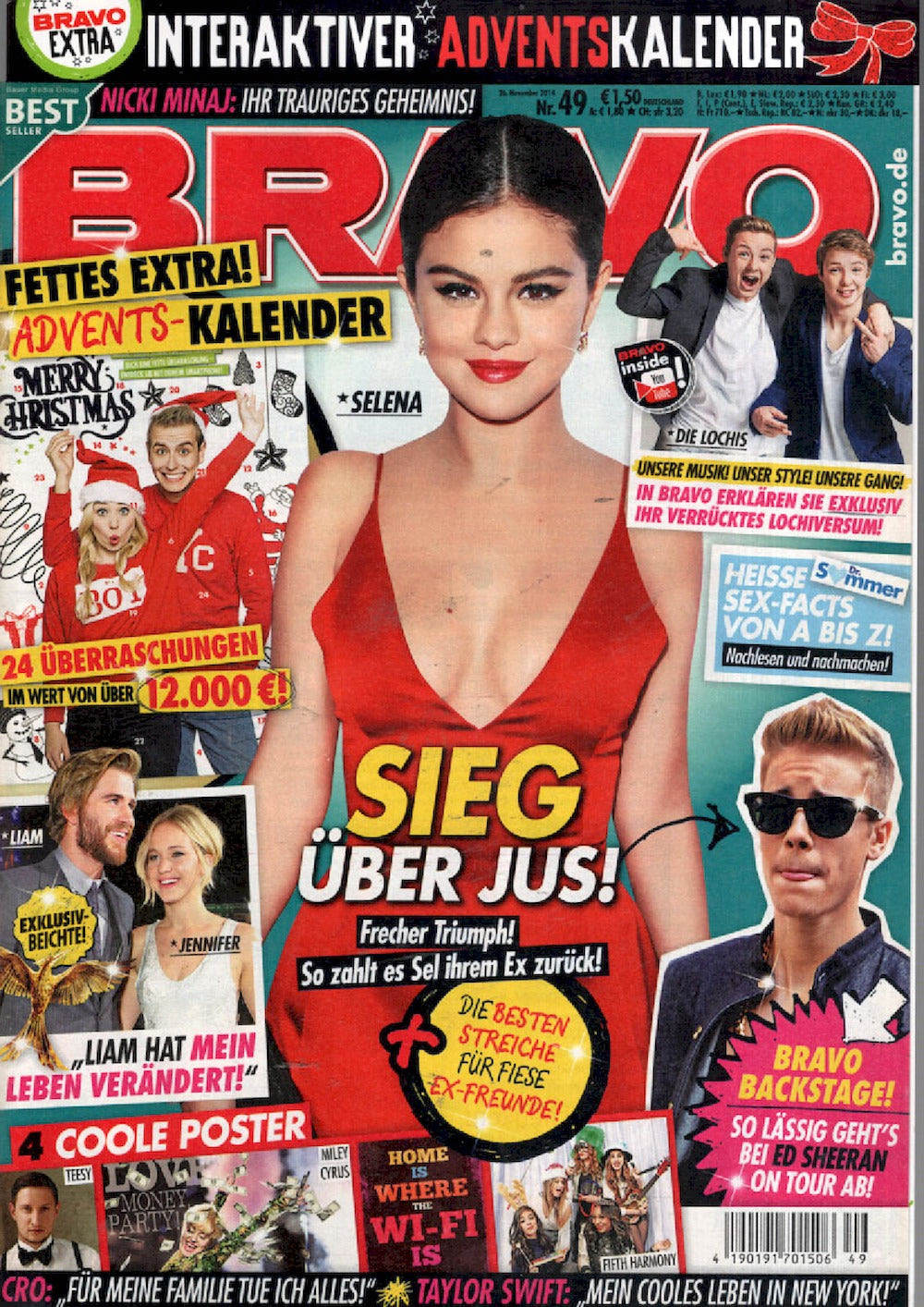 Bravo Magazin Deutschland 2014-49 Selena Gomez Miley Cyrus Fifth Harmony + Poster
