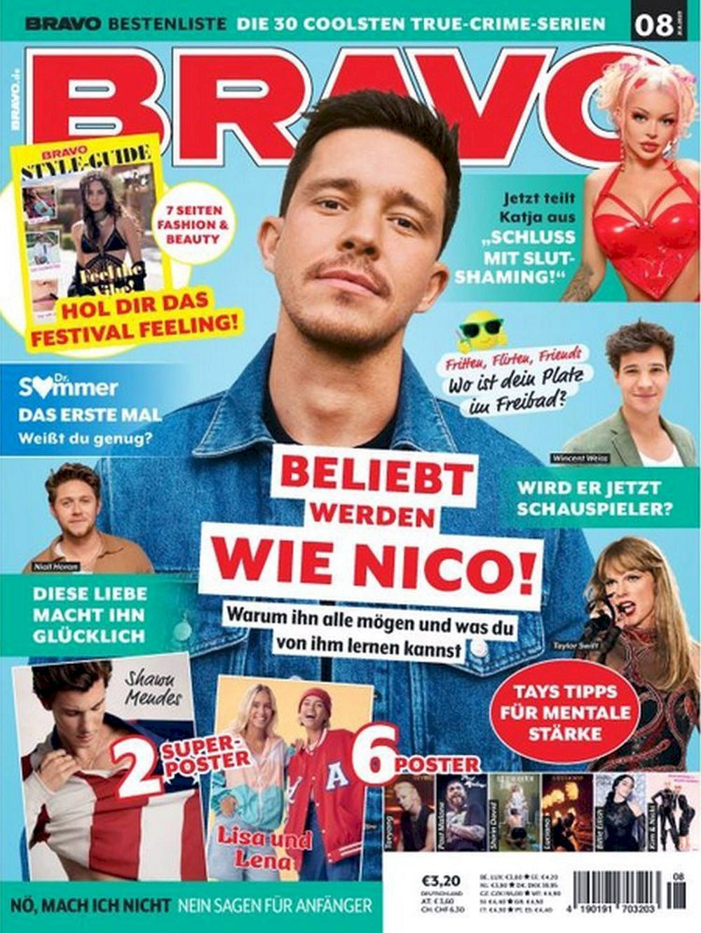 Bravo Magazin Deutschland 2023-06 Nico Santos Shawn Mendes Lisa Lena Billie Eilish + Poster