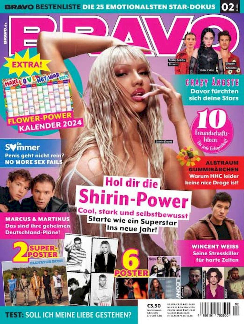 Bravo Magazin Deutschland 2024-02 Shirin David Taylor Swift Chalamet + Poster