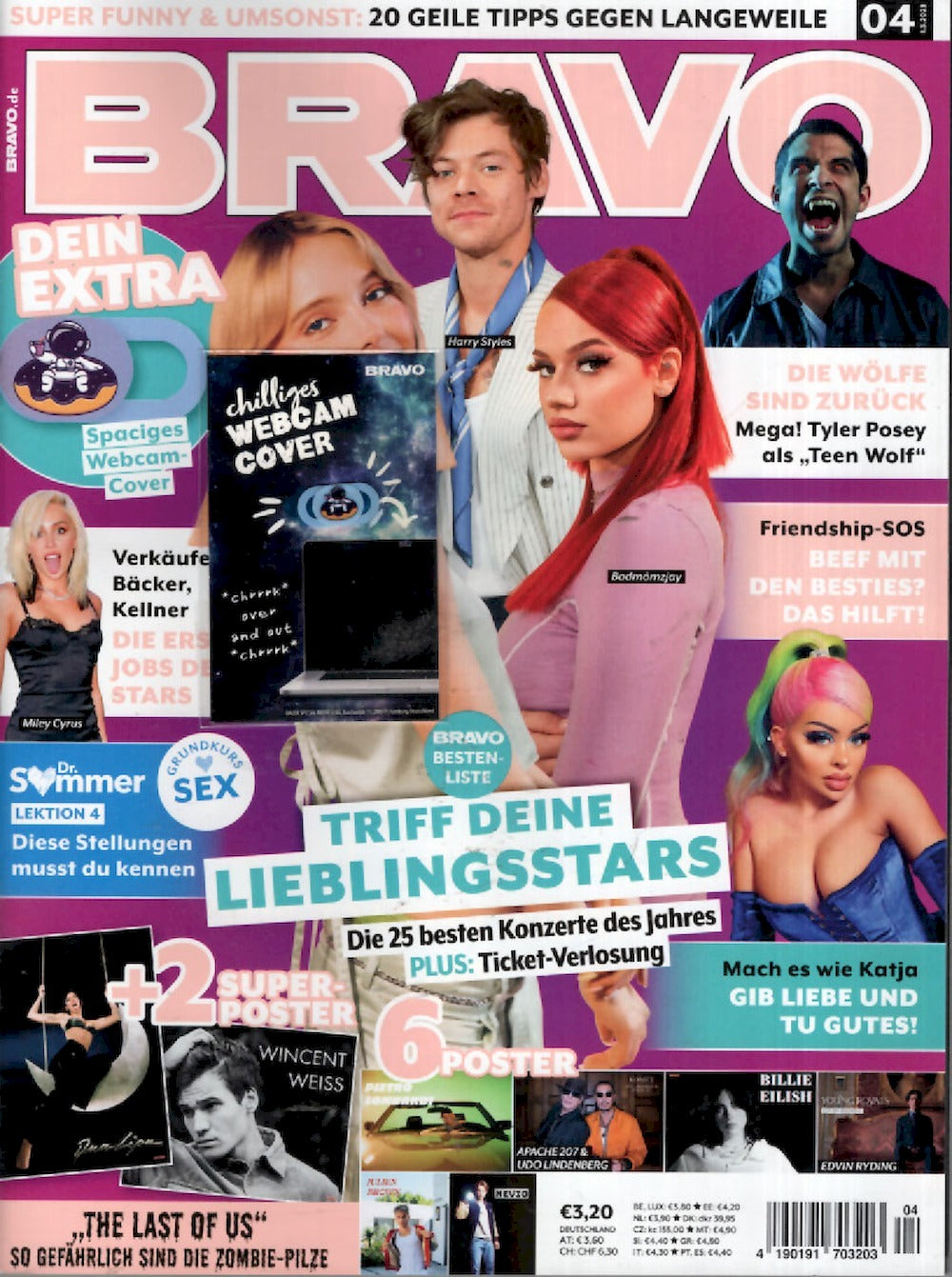 Bravo Magazin Deutschland 2023-04 Harry Styles Dua Lipa Wincent Weiss Billie Eilish + Poster
