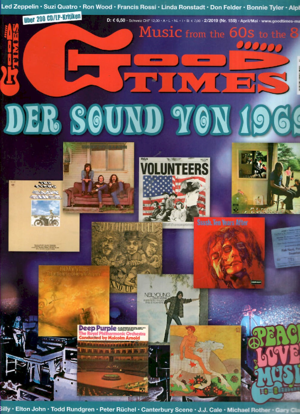 Good Times Magazin Deutschland 2019-02 Led Zeppelin Suzi Quattro Ron Wood Francis Rossi Linda Ronstadt