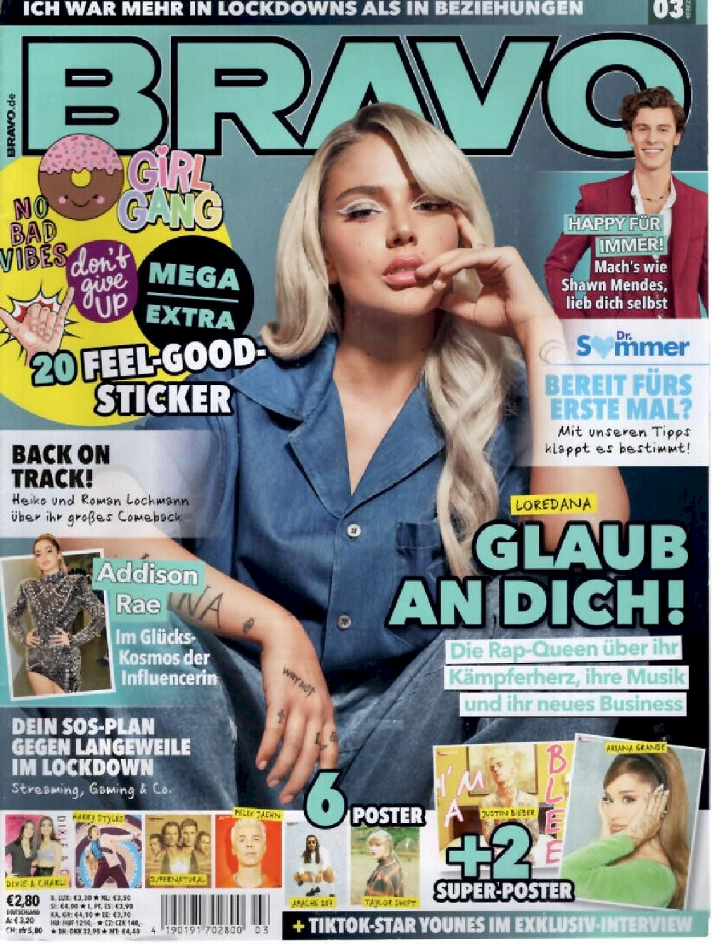 Bravo Magazin Deutschland 2021-03 Loredana Justin Bieber Ariana Grande Harry Styles + Poster