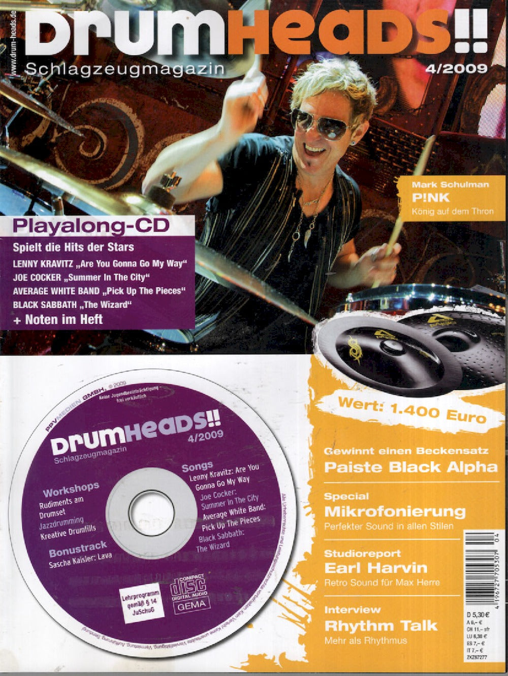 Drumheads Magazin Deutschland 2009-04 Mark Schulman Pink Earl Harvin + CD