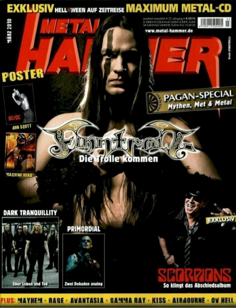 Metal Hammer Magazin Deutschland 2010-03 Finntroll Bon Scott Machine Head + Poster