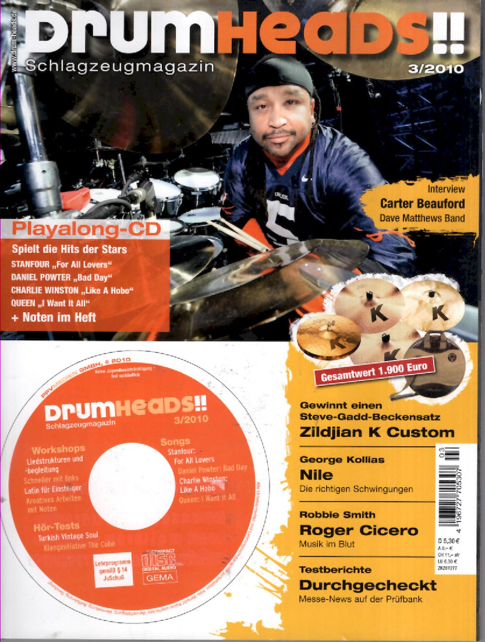 Drumheads Magazin Deutschland 2010-03 Carter Beauford George Kollias Robbie Smith + CD