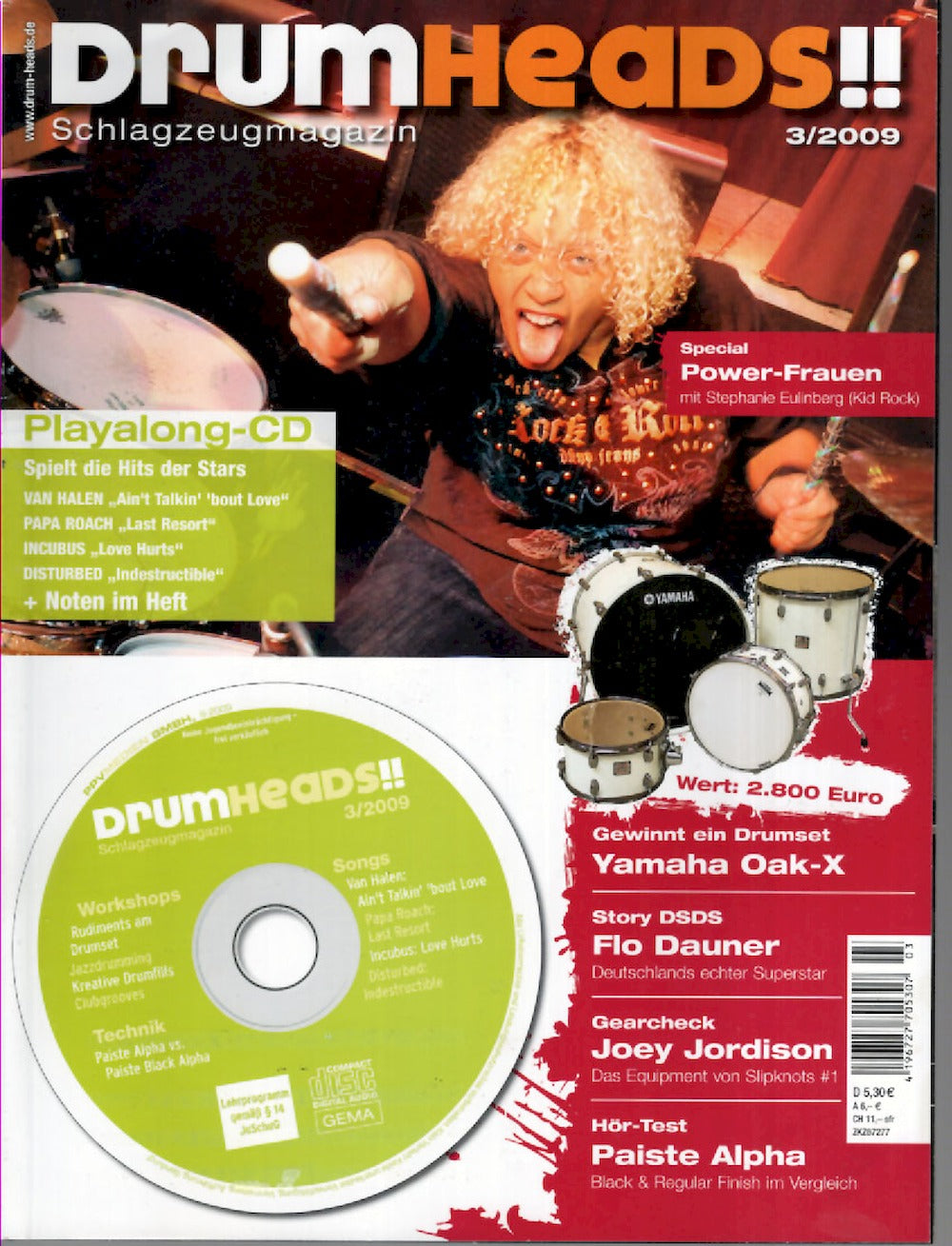 Drumheads Magazin Deutschland 2009-03 Stephanie Eulinberg Flo Dauner Joey Jordinson + CD