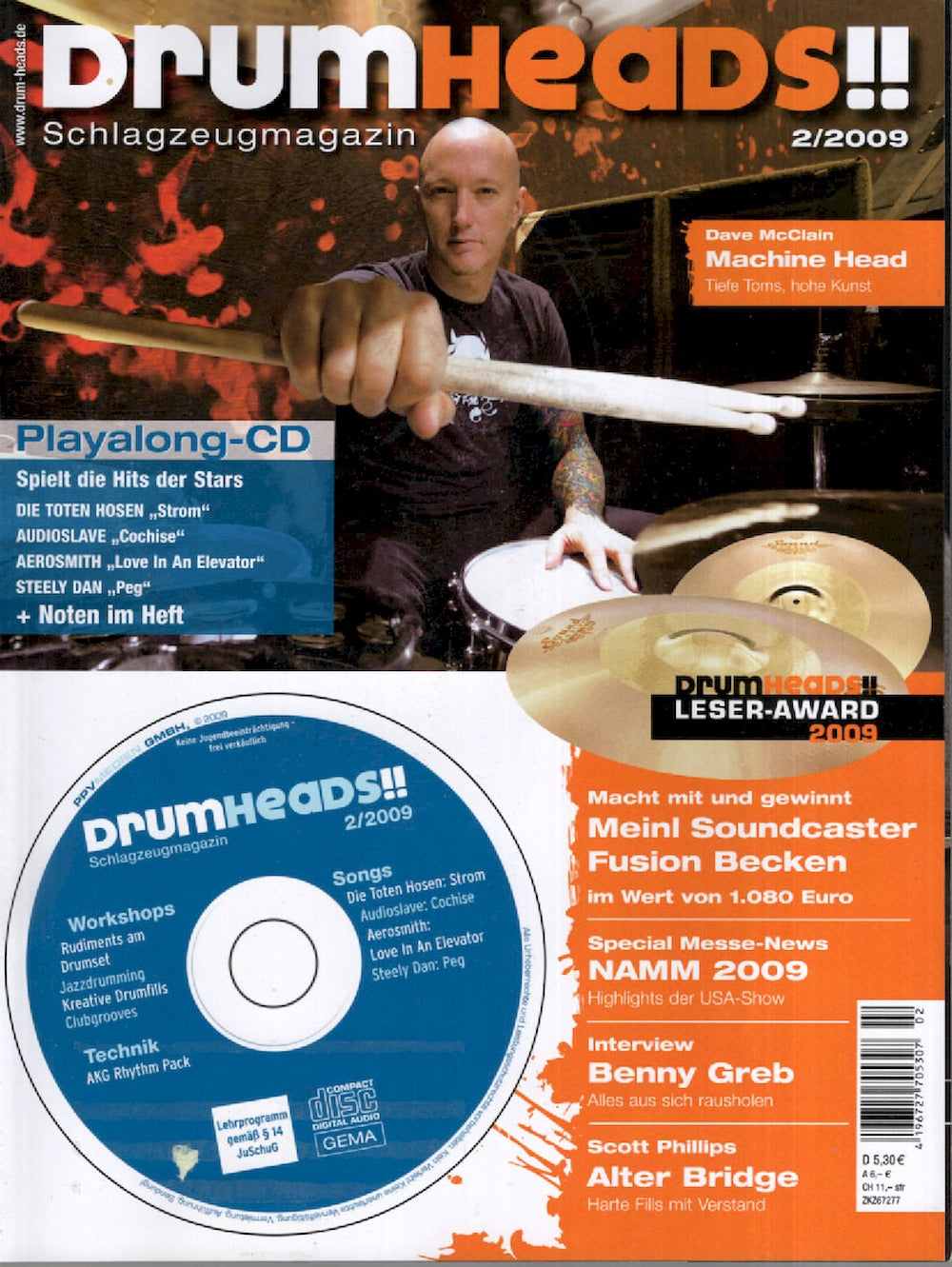 Drumheads Magazin Deutschland 2009-02 Dave McClain Scott Phillips Benny Greb + CD