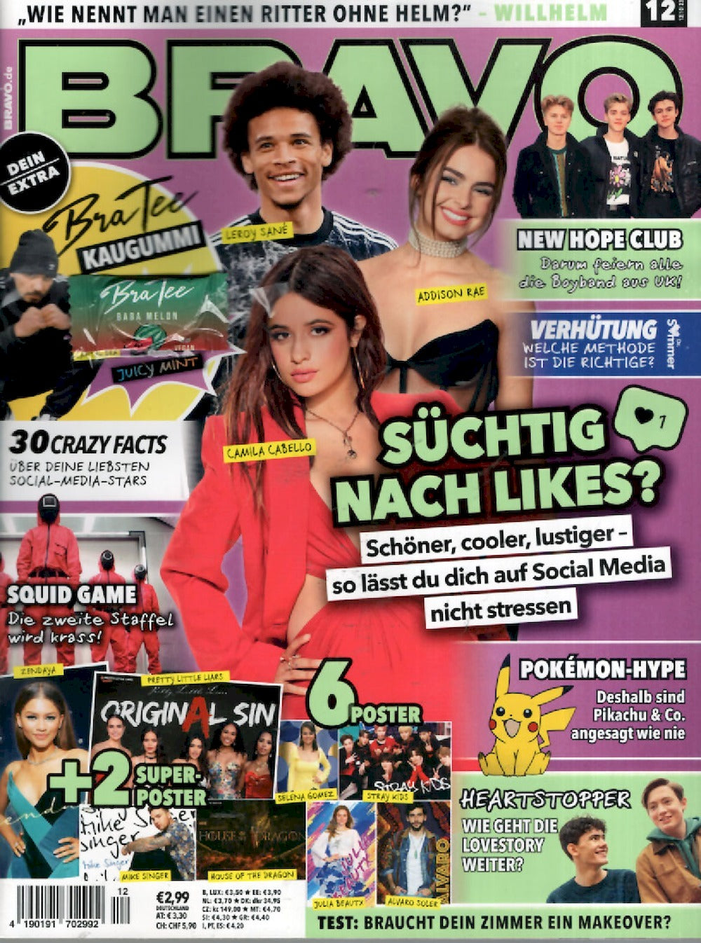 Bravo Magazin Deutschland 2022-12 Camila Cabello Zendaya Selena Gomez Stray Kids + Poster