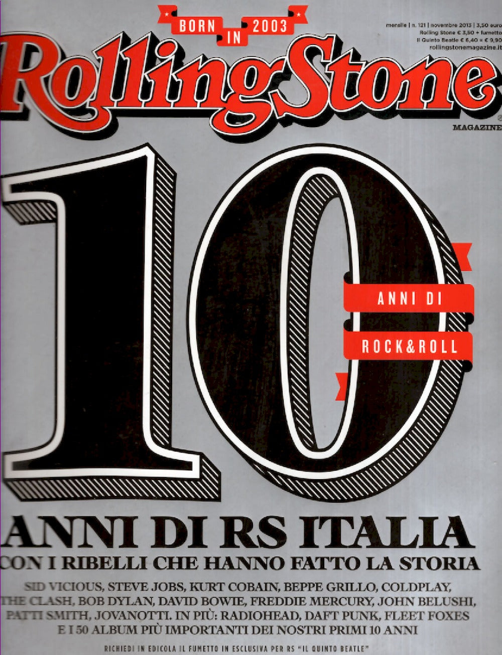 Rolling Stone Magazin Italien 2013 #121 Sid Vicious Steve Jobs Kurt Cobain Beppe Grillo Coldplay
