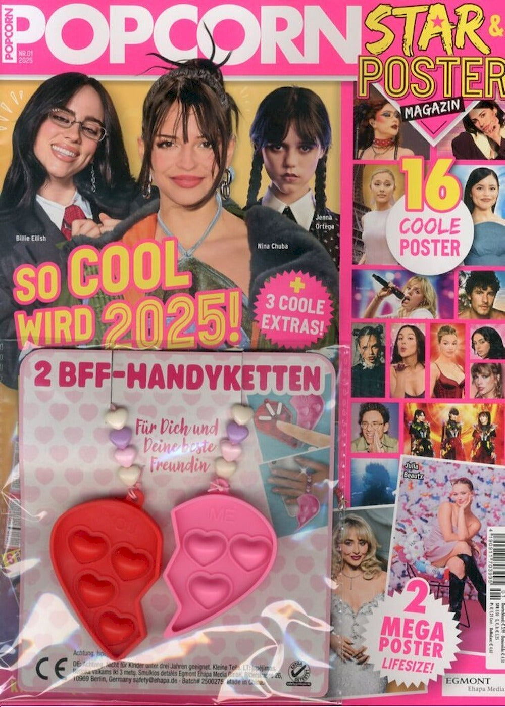 Popcorn Magazin Deutschland 2025-01 Nina Chuba Billie Eilish Kamrad Sabrina Taylor Swift + Poster