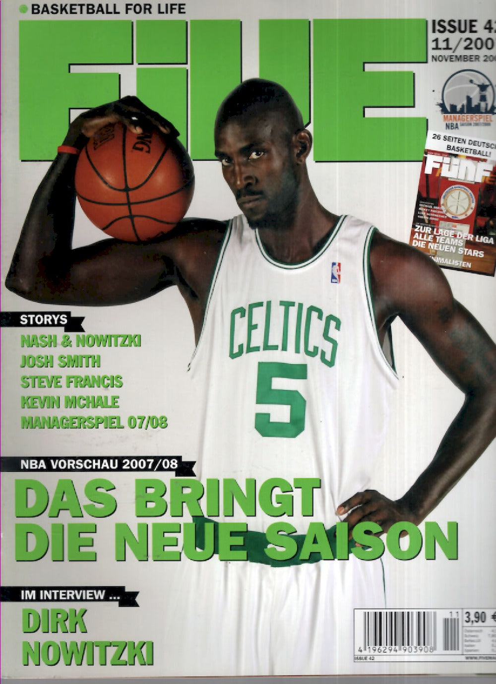 Five Magazin Deutschland 2007-11 Kevin Garnett Dirk Nowitzki Josh Smith Steve Francis Kevin McHale #42
