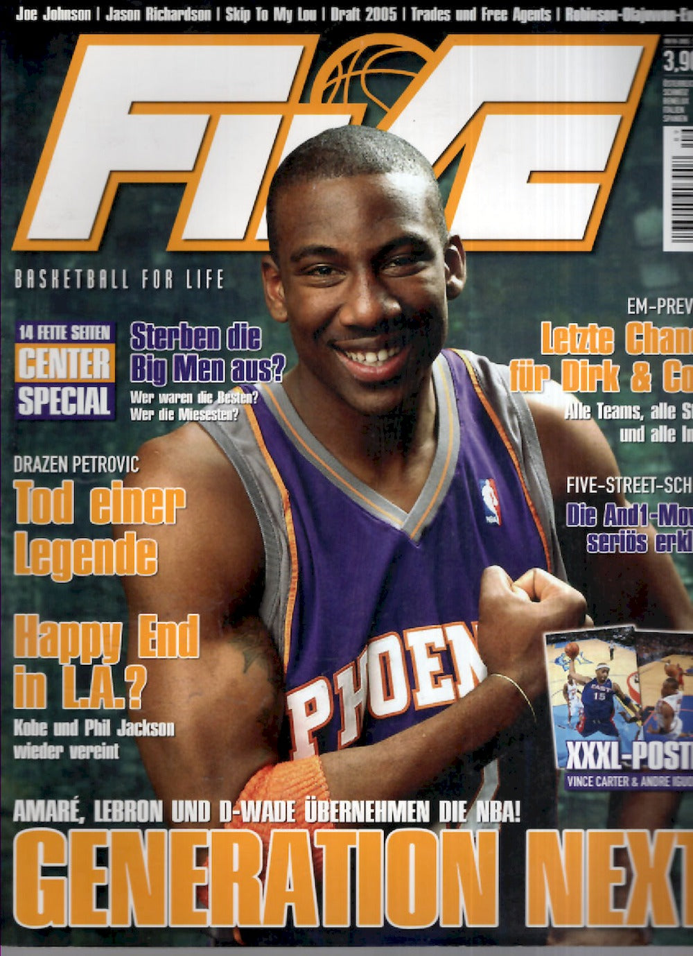 Five Magazin Deutschland 2005-09+10 Amare Stoudemire Jason Richardson Drazen Petrovic + Poster