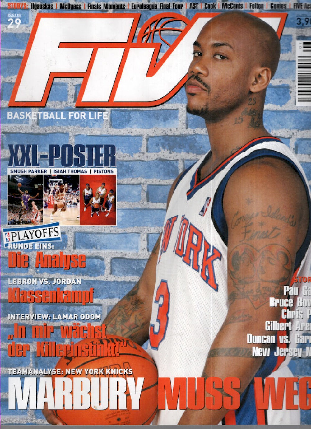 Five Magazin Deutschland 2006-06 Stephon Marbury Smush Parker Isiah Thomas #29 + Poster