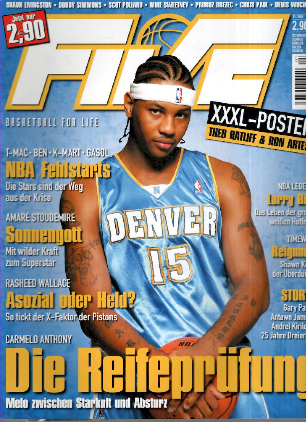Five Magazin Deutschland 2005-01 Carmelo Anthony Theo Ratliff Ron Artest + Poster