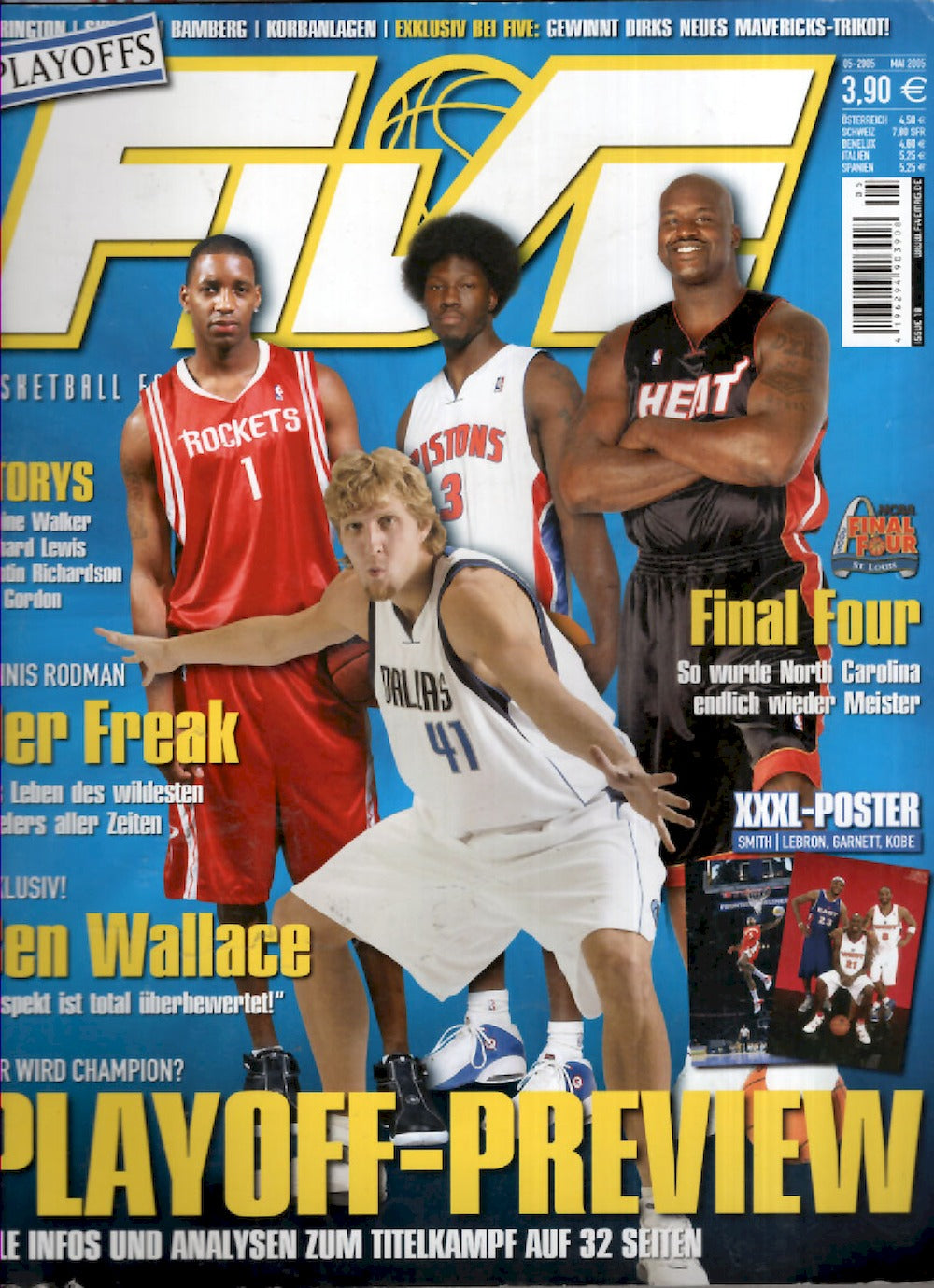Five Magazin Deutschland 2005-05 Dirk Nowitzki Smith Lebron Garnett Kobe + Poster