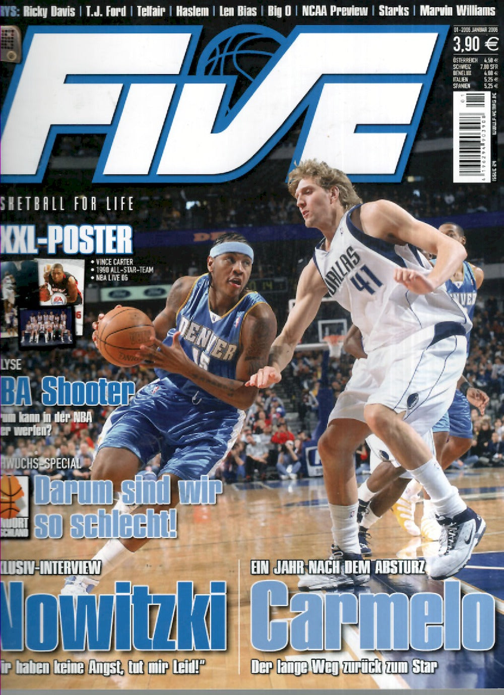 Five Magazin Deutschland 2006-01 Dirk Nowitzki Vince Carter + Poster