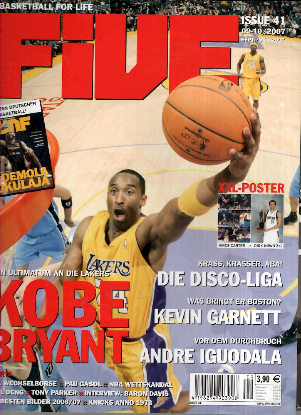 Five Magazin Deutschland 2007-09 Kobe Bryant Vince Carter Dirk Nowitzki #41 + Poster