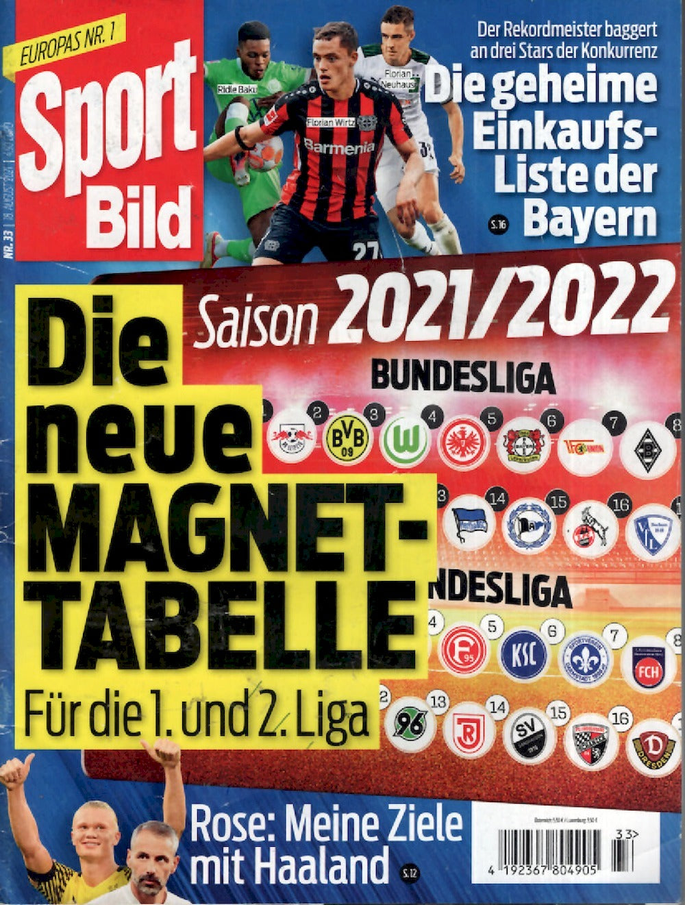 Sport Bild Magazin Deutschland 2021-33 Erling Haaland Florian Wirtz Ridle Baku